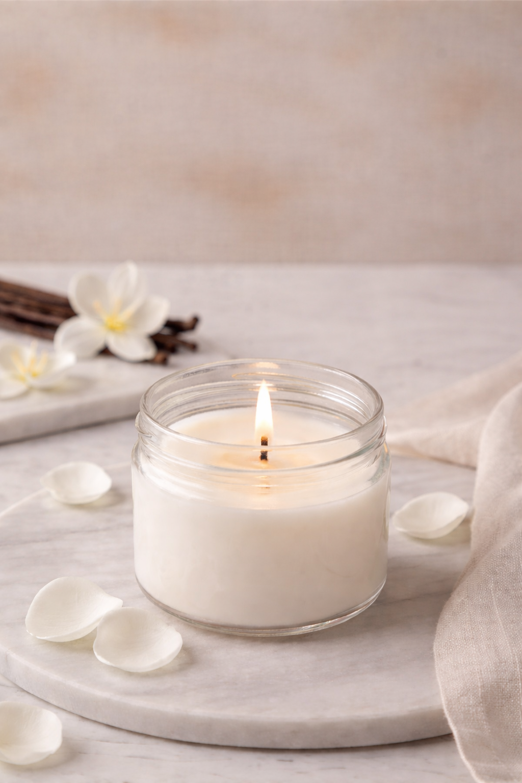 Vanilya Kokulu El Yapımı Mum | Cam Kavanoz Kokulu Mum – Dekoratif & Uzun Süreli